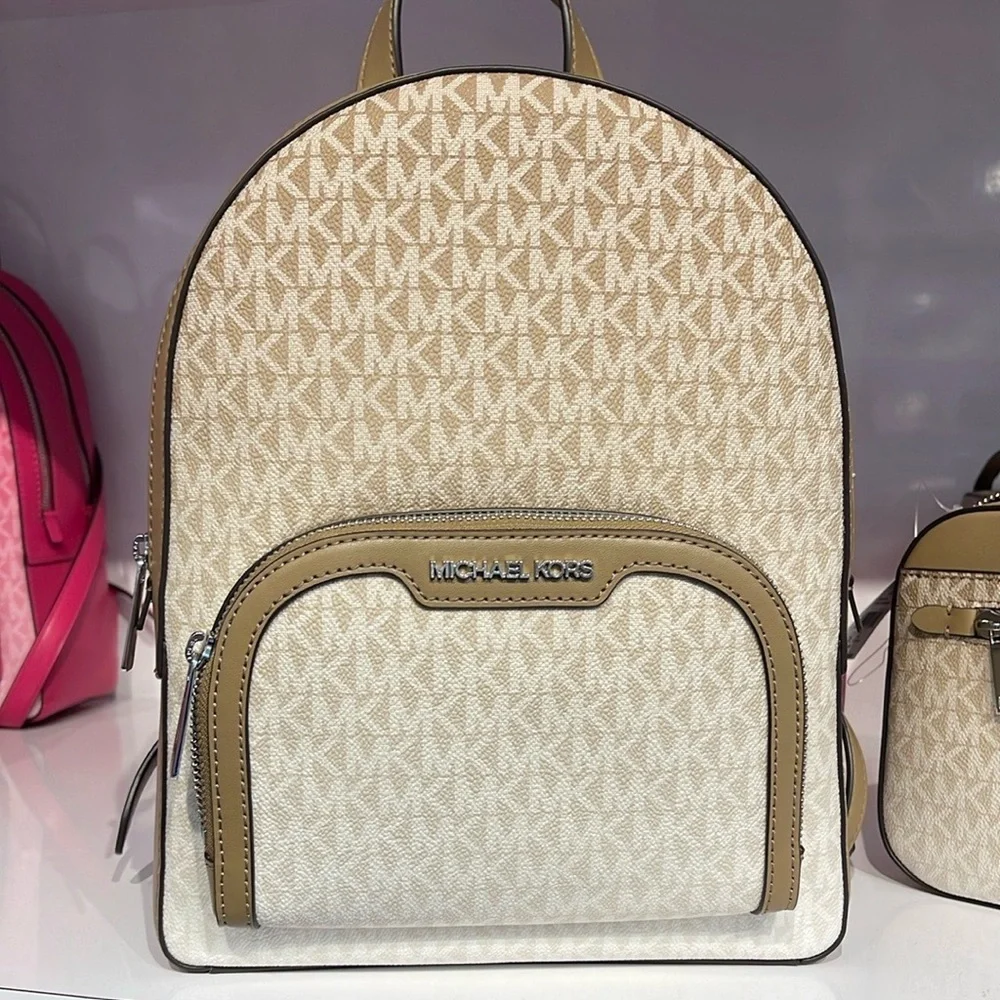 Michael Kors Jaycee Medium Ombré Signature Logo Backpack Husk NWT